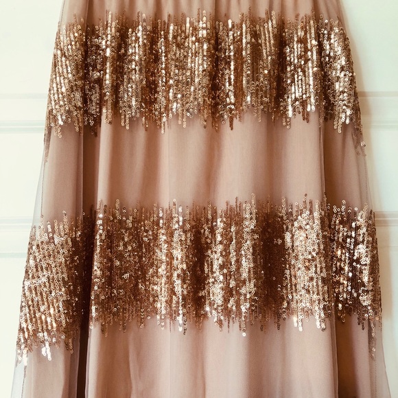 NWT Anthropologie Rose Gold Tulle/Sequenced Skirt - Picture 4 of 5